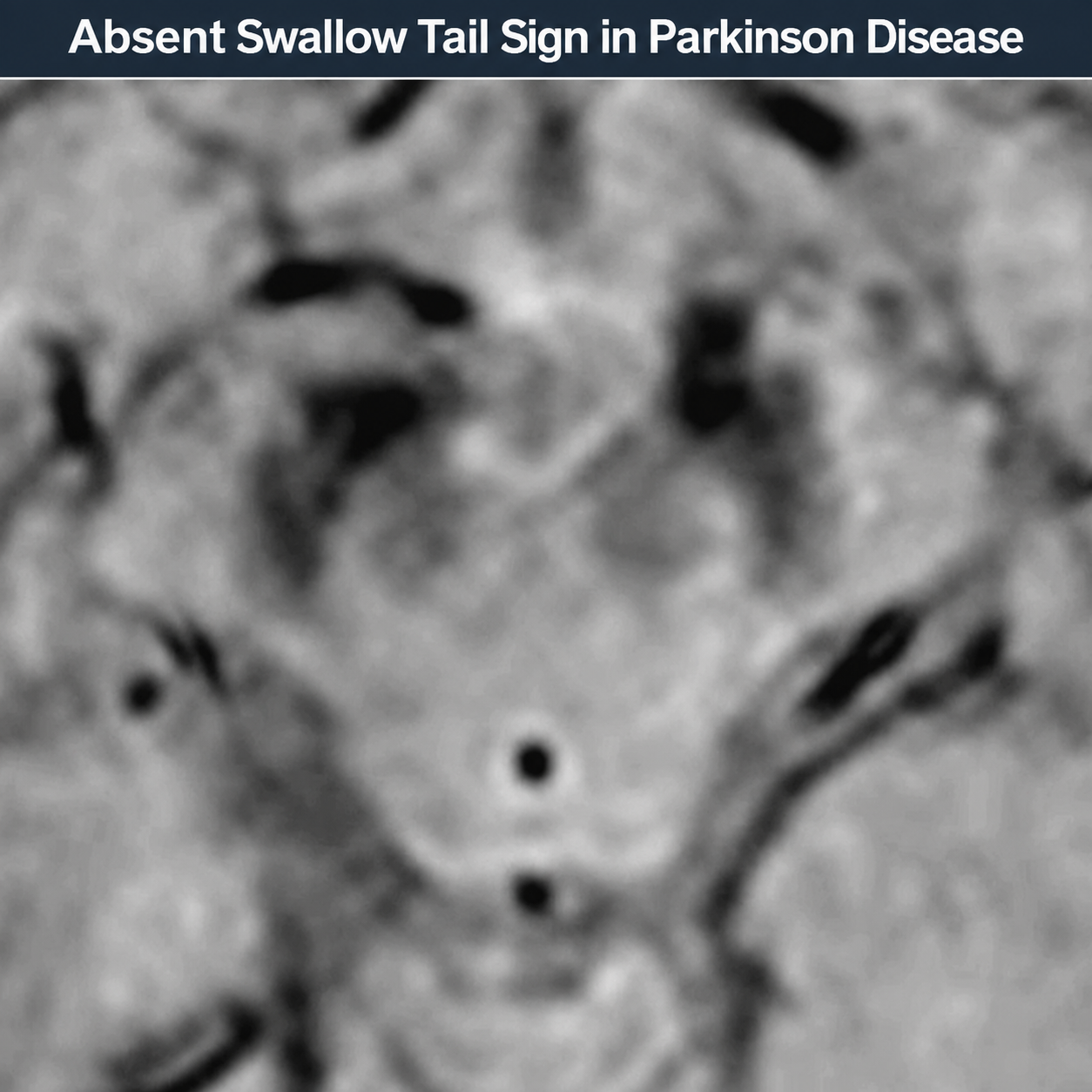 Axial susceptibility MRI labeled absent swallow tail sign in Parkinson disease