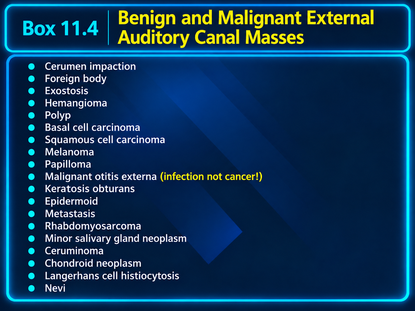 Benign and malignant external auditory canal mass differential